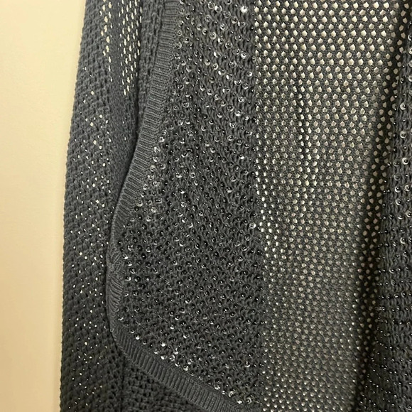 Alice + Olivia Black Knit Whimsigoth Beaded Sleeveless Cardigan Sweater Small - Picture 5 of 11